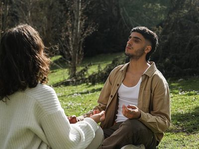 A pair of closed eyes in a state of meditation